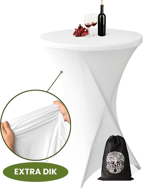 Housse de table haute Wit x 1 – ∅80-85 x 110 cm – Tissu extensible Extra épais de Luxe – Sac de rangement inclus – Housse de table haute anti-rayures et anti-plis – Perfect pour la restauration, les mariages et les fêtes