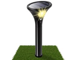 Solgaro® Tuinverlichting Op Zonne Energie Grondo - 2 Stuks - Solar Tuinverlichting Op Zonneenergie - Buitenlamp Met Bewegingssensor - Tuinlamp - Tuinspot - Dag nacht sensor - Met Grondspies - Warm Wit Licht