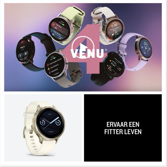 Garmin Venu 4 - Multisport smartwach - 41 mm - AMOLED - Goudkleurig/Creme