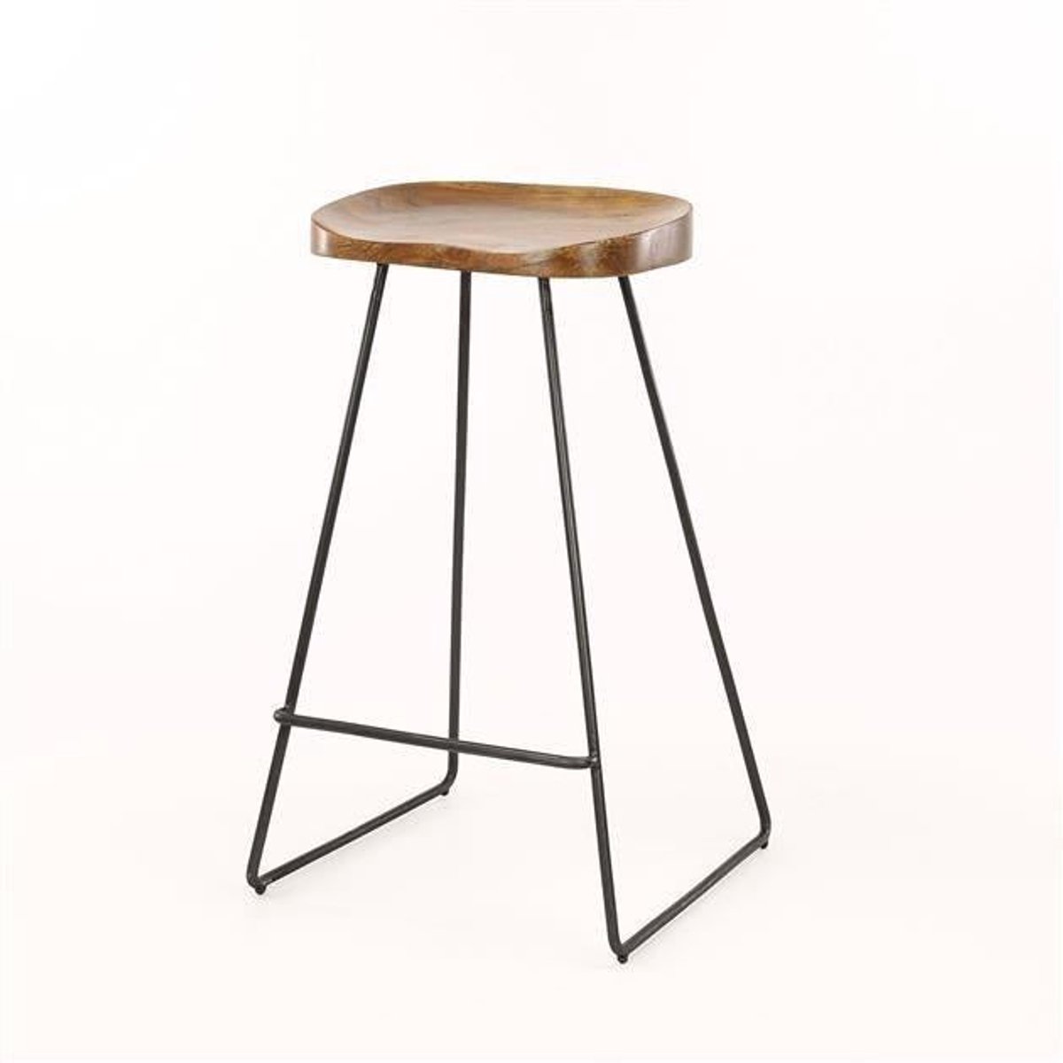 Houten Barkruk Set Van 4 - Bruine Massief Houten Barstoel van Acaciahout - Hoge Stoel in Scandinavische Industriële Stijl - Ronde Barkruk Met Natuurlijk Massief Hout (37x29x71) Set Van 4
