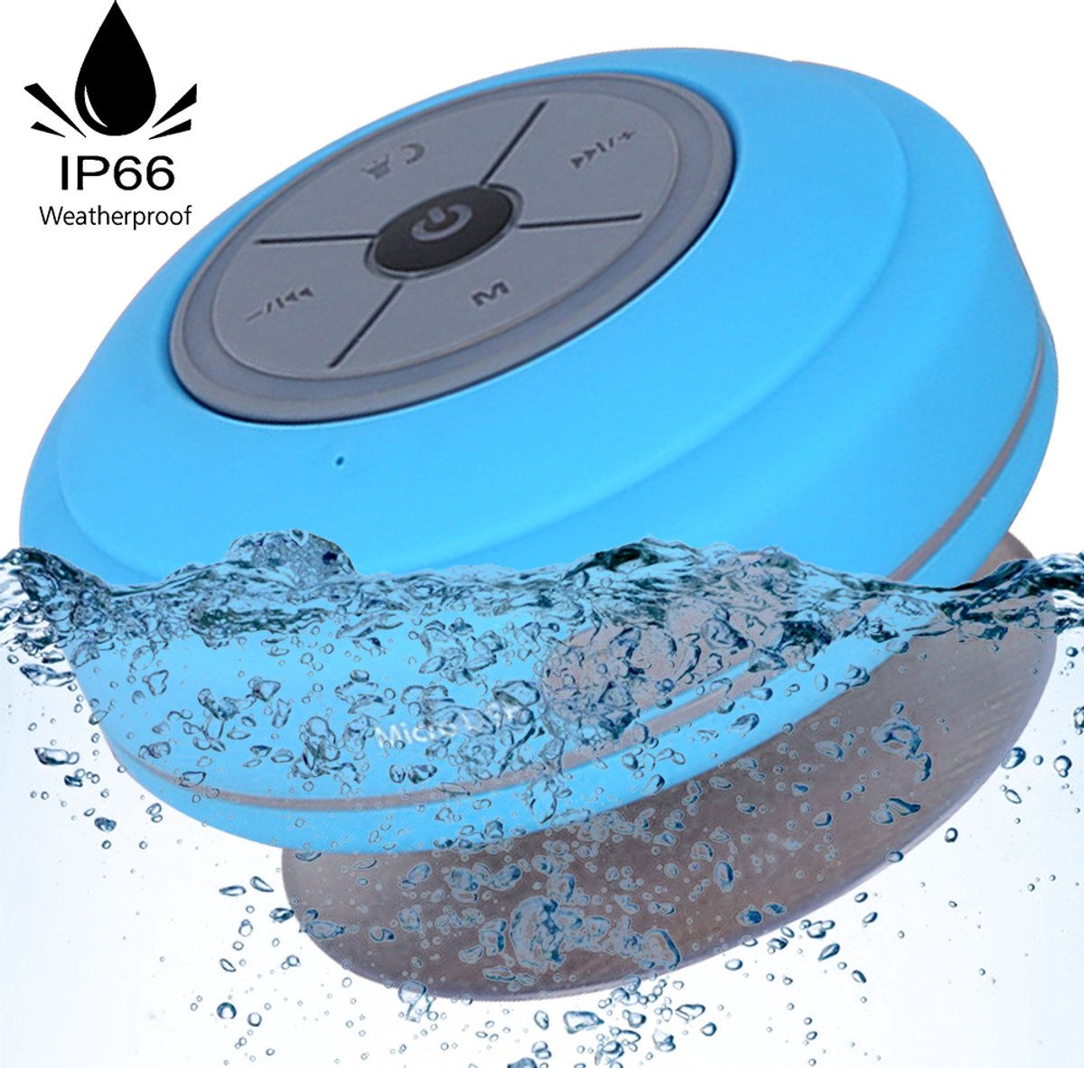 TuseRxln Bluetooth Speaker Waterproof - Zuignap - Koppelbaar Met LED - 1 Stuks - Voor In De Douche Of Buiten Blauw