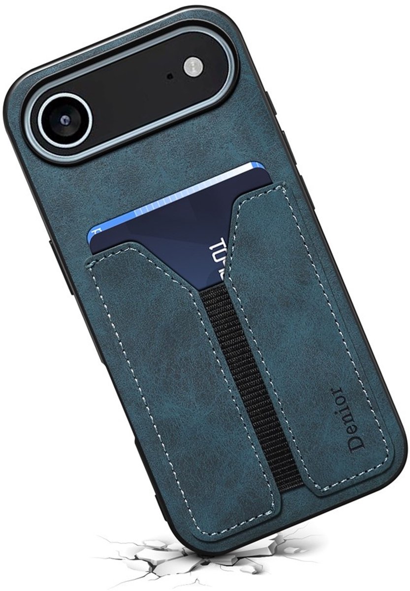 Denior Geschikt voor iPhone 17 Air hoesje - Backcover met kaarthouder - Blauw