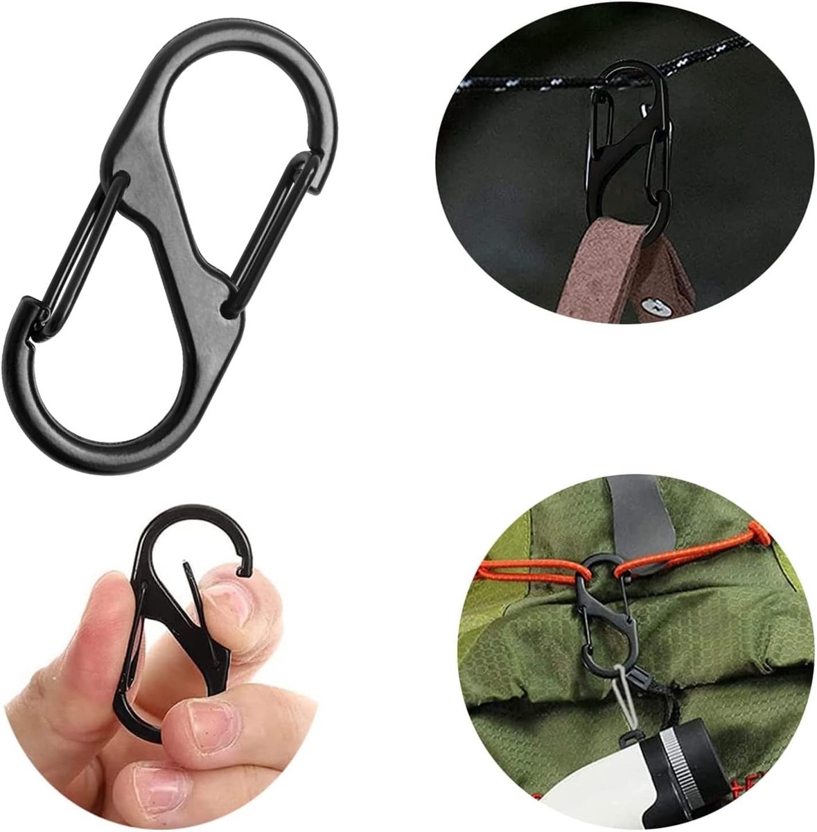 50 stuks sleutelhangers met karabijnhaak in S-vorm, sleutelhanger met S