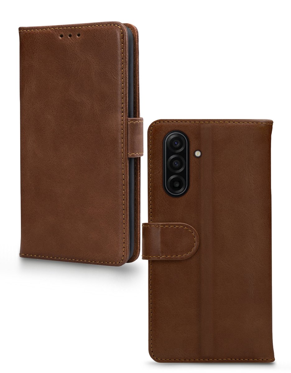Mobilize Telefoonhoesje geschikt voor Samsung Galaxy A17 Hoesje Echt Leer | Mobilize Wallet Bookcase Portemonnee | Pasjeshouder voor 3 Pasjes | Telefoonhoesje voor Pinpas / OV Kaart / Rijbewijs - Bruin
