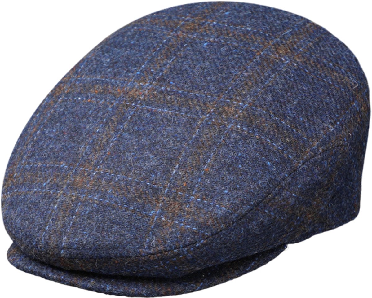Flatcap winter pet wol met patroon blauw maat 60