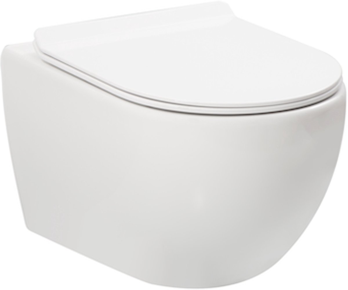WOON-DISCOUNTER.NL - Ravius 53 - Mat wit - Toiletpot met zitting - Hangend - Soft close - 6018