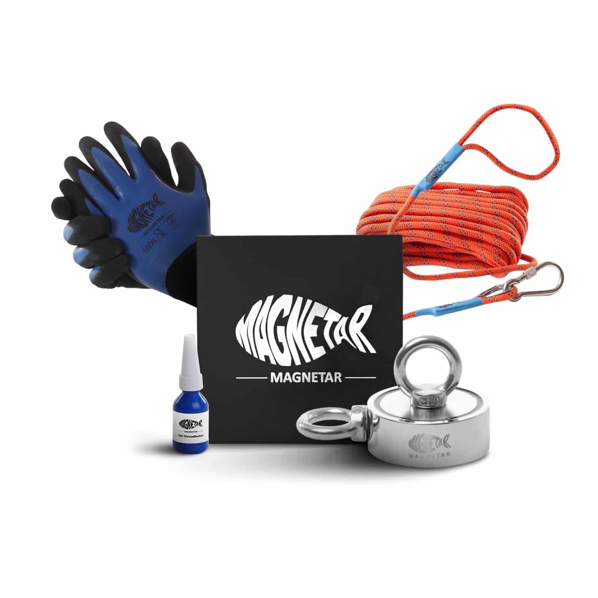 Magnetar Bulldog 800 Pakket - Vismagneet - Dubbelzijdige 800kg Magneet - Touw en Handschoenen - Magneetvissen