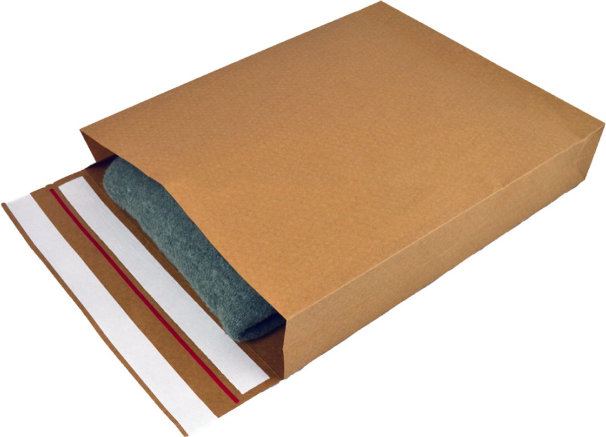 250x Papieren Verzendzakken Kraft Bruin 250 x 350 x 50 mm - Met Retourstrip - Duurzaam - Blokbodem - 100% Recyclebaar - 110 gr/m² - Hersluitbaar - Plasticvrij