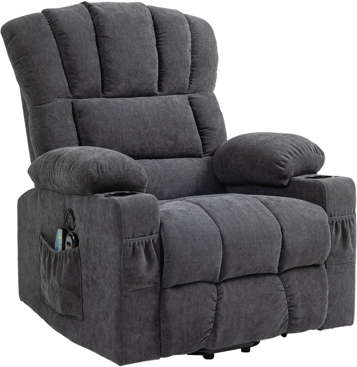 Sta op stoel elektrisch - Relaxfauteuil - Zetel - Stof - 1 persoons - Met armleuning - Zeer comfortabel - Elektrisch - Donkergrijs