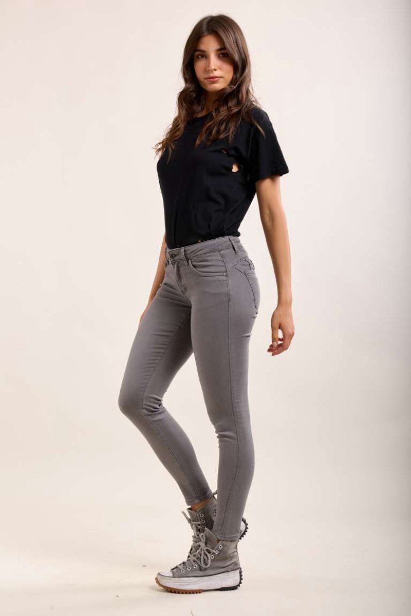 Toxik3 - Slim fit push-up jeans grijs