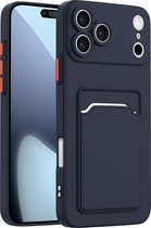 ShieldCase back cover hoesje met pasjeshouder & camerabescherming geschikt voor iPhone 17 Pro Max (donkerblauw) – sterke case met kaarthouder, premium bescherming en slank design