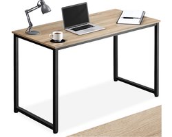 tectake® Bureau - Bureautafel - Computerbureau - Houten bureaublad - Industrieel design - Zwart metalen frame - Afmetingen (LxBxH) 140 x 59 x 76,5 cm - Lichtbruin
