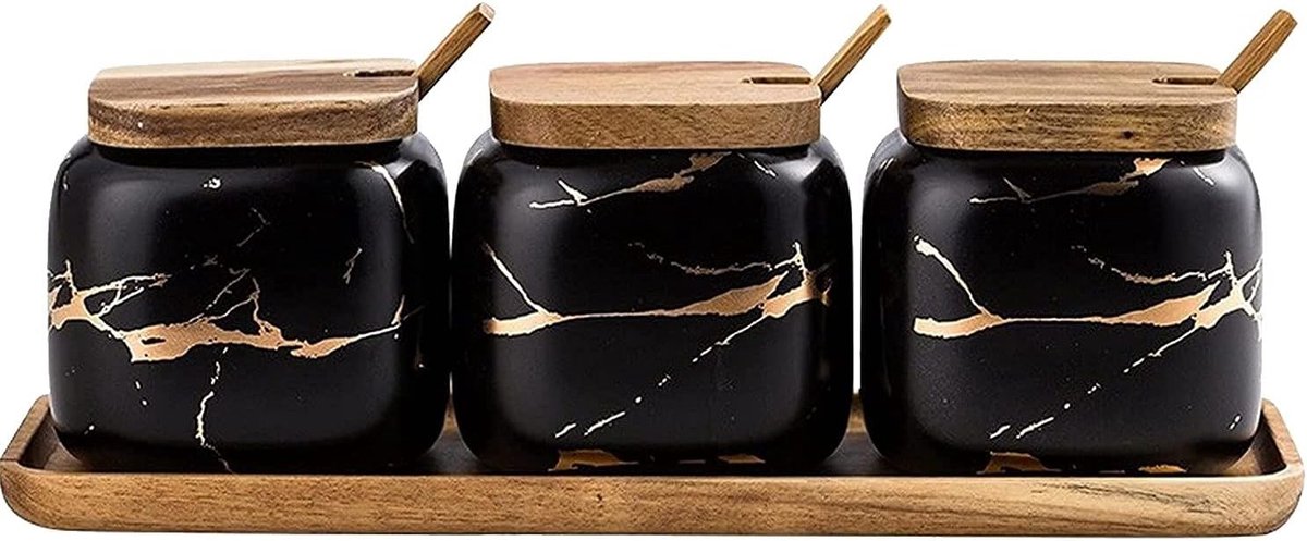OnePine 260ml/9oz Sugar Bowl, Keramische Spice Jar Zout Container met Deksel en Lepel voor Thuis en Keuken