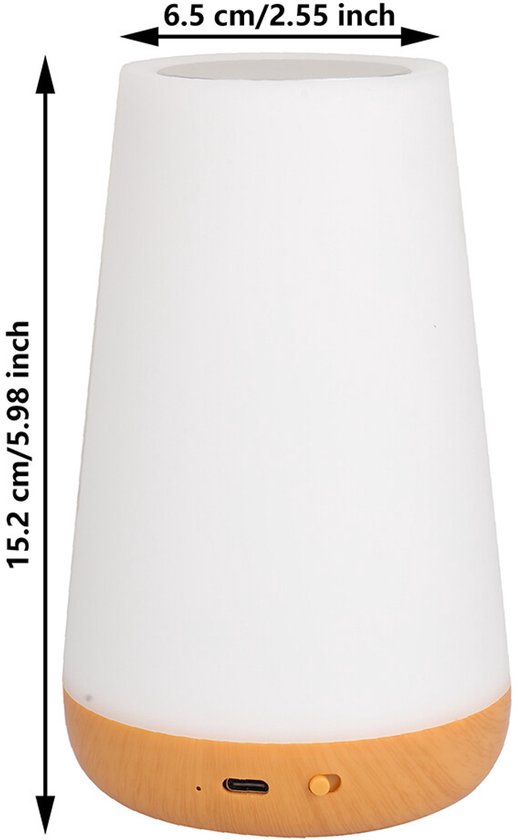 Lumineo Led Tafellamp Oplaadbaar H34cm - Houtkleur