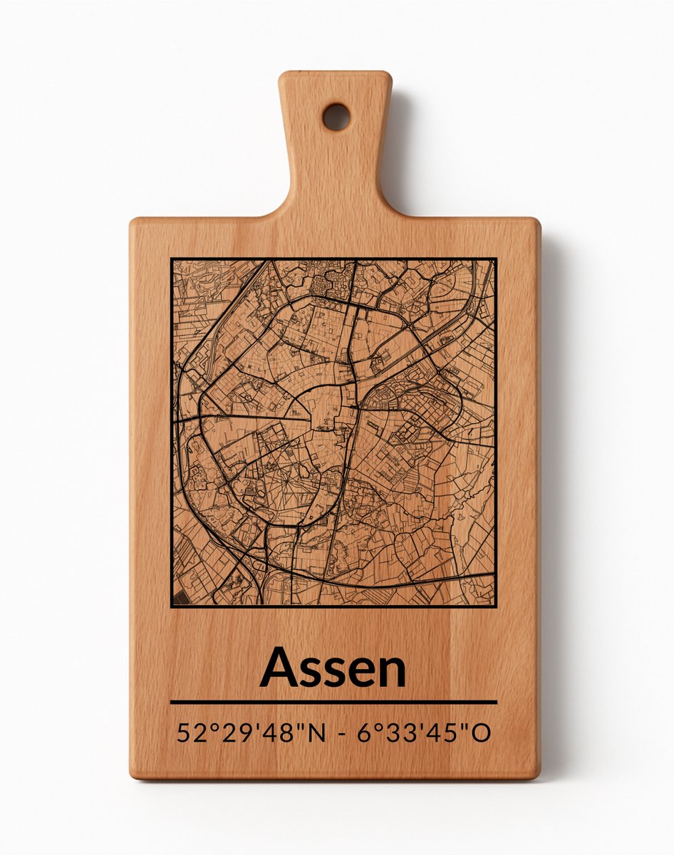 OakMan Objects - Houten Borrelplank - Assen Rechthoek - Tapasplank of Serveerplank - Duurzaam Beukenhout - Gegraveerd - 36x20x2 cm