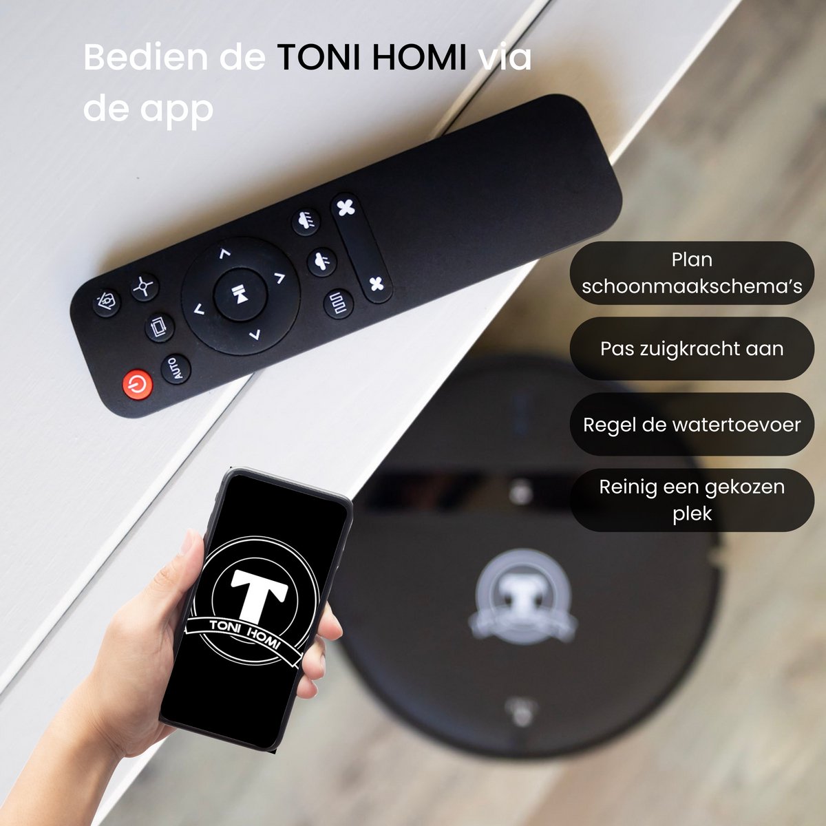 Afbeelding 2 van TONIHOMI® G20 - Robotstofzuiger met dweilfunctie - Automatisch opladen - Robotstofzuiger met app - Robotstofzuiger huisdieren - Dweilrobot - Zwart