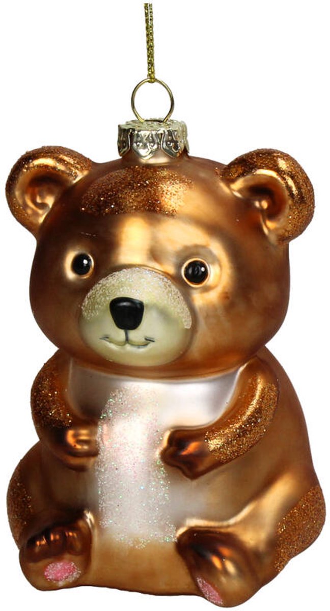HD Collection glazen kerst ornament kersthanger Teddybeer 10,4 cm uit de collectie The Christmas Vintage Shop