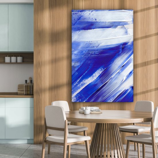 Peinture sur toile - Design - Blauw - 80x120 cm - Décoration murale