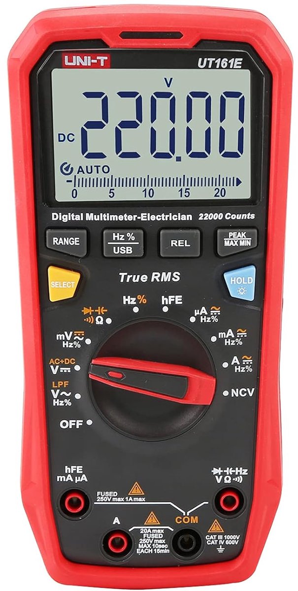 Digitale Multimeter - True RMS AC/DC Spanning, Stroom, Weerstand en Capaciteit Tester