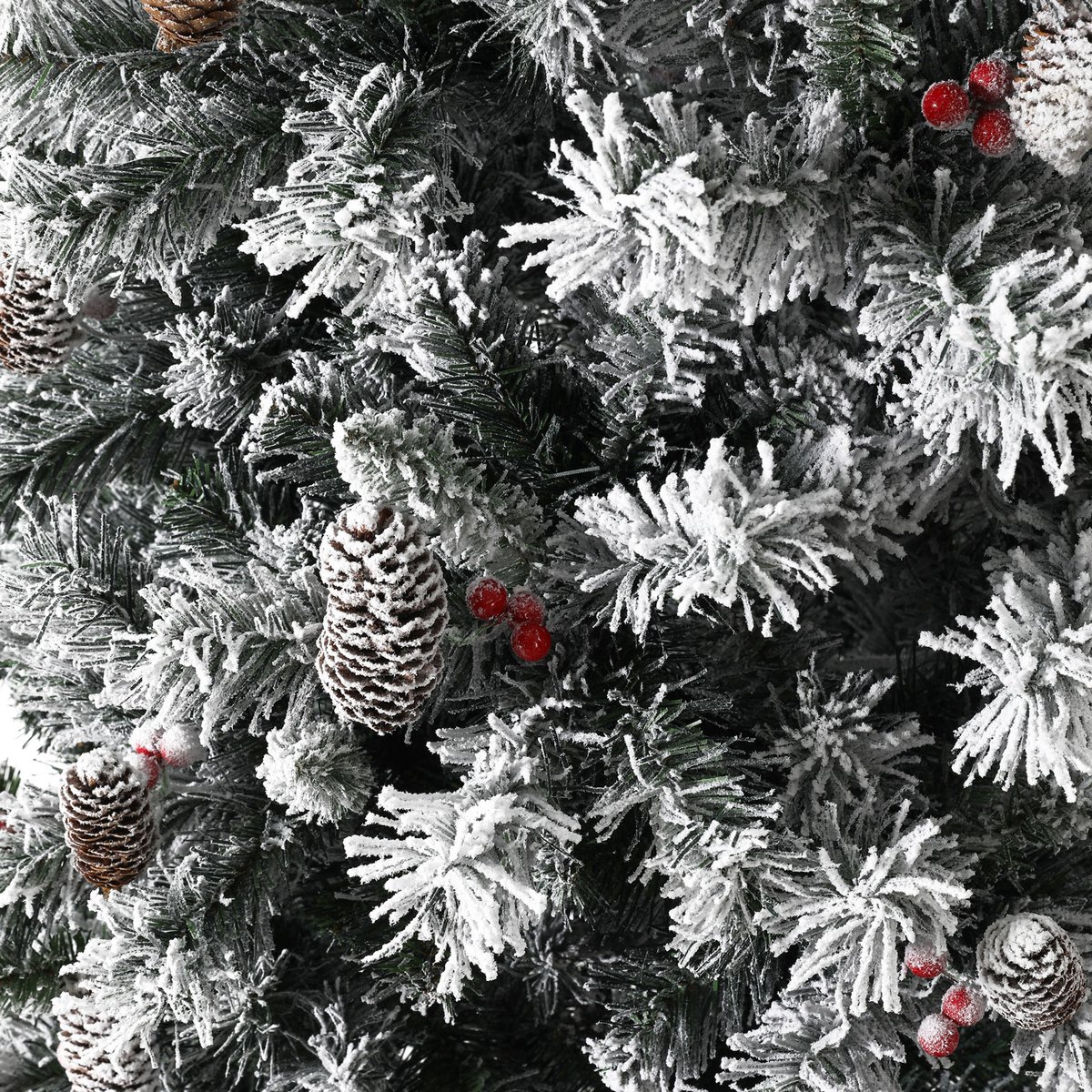 SVITA kunstkerstboom sneeuw 180cm - met dennenappels en bessen 661 takpunten inclusief metalen standaard kunstkerstboom (Luvi naalden | 180cm) – foto 3