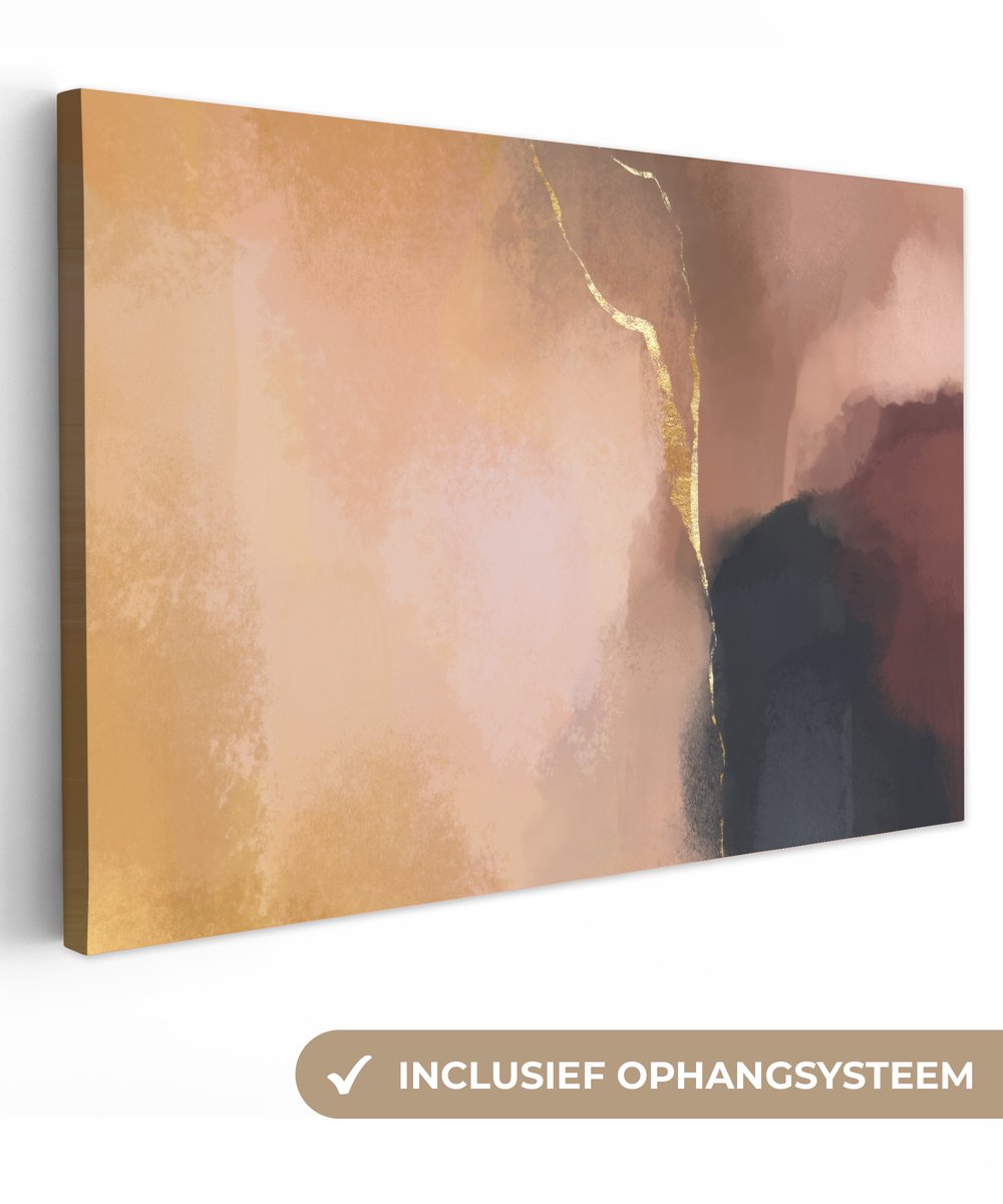 Canvas schilderij 120x80 cm - Wanddecoratie Abstract - Verf - Pastel - Muurdecoratie woonk