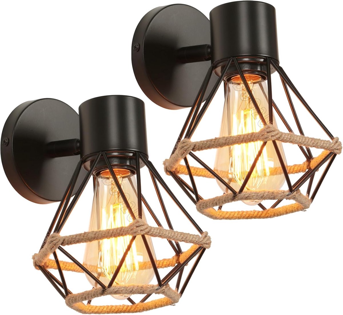 Vintage Wandlamp Binnen Verstelbaar Zwart Metalen Plafondlamp 16CM