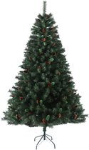 SVITA kunstkerstboom 210cm - met dennenappels en bessen 1017 takpunten inclusief metalen standaard kunstkerstboom (Luvi naalden | 210cm)
