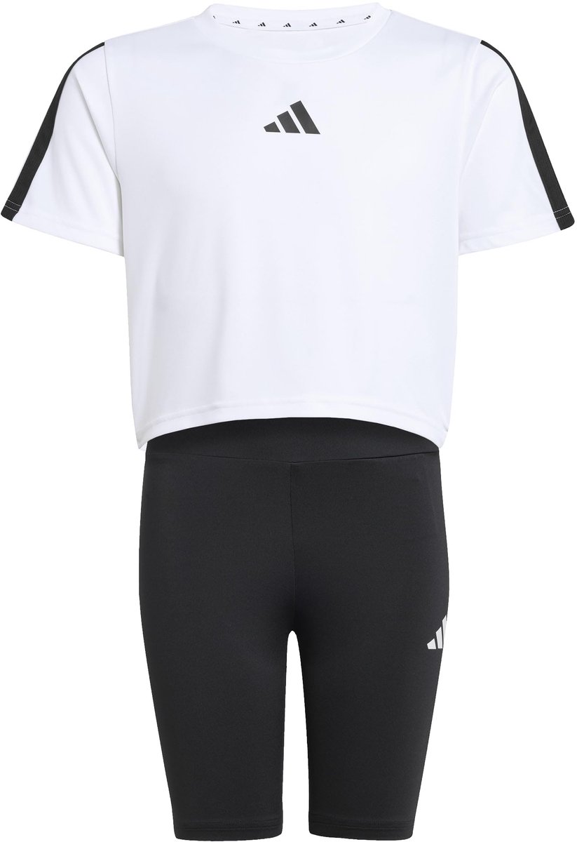 adidas Meisjes TRAIN ESSENTIALS 3-STIPES T-SHIRT SET 11-12 Years Zwart