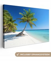 Tableau sur toile 120x80 cm - Plage - Palmier - Tropical - Mer - Décoration murale salon - Décoration murale cuisine - Accessoires de chambre - Décoration maison