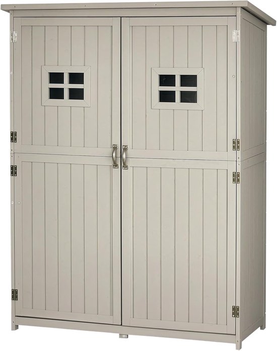 Outsunny Tuinkast, Schuur, Tuin, Schuur Voor Gereedschap Op Voet Afmetingen 87 L X 46 B 96 H Cm Plank Lamellendeuren Bitumendak Hout Dennenboom Autoclaaf Groen 1969627553