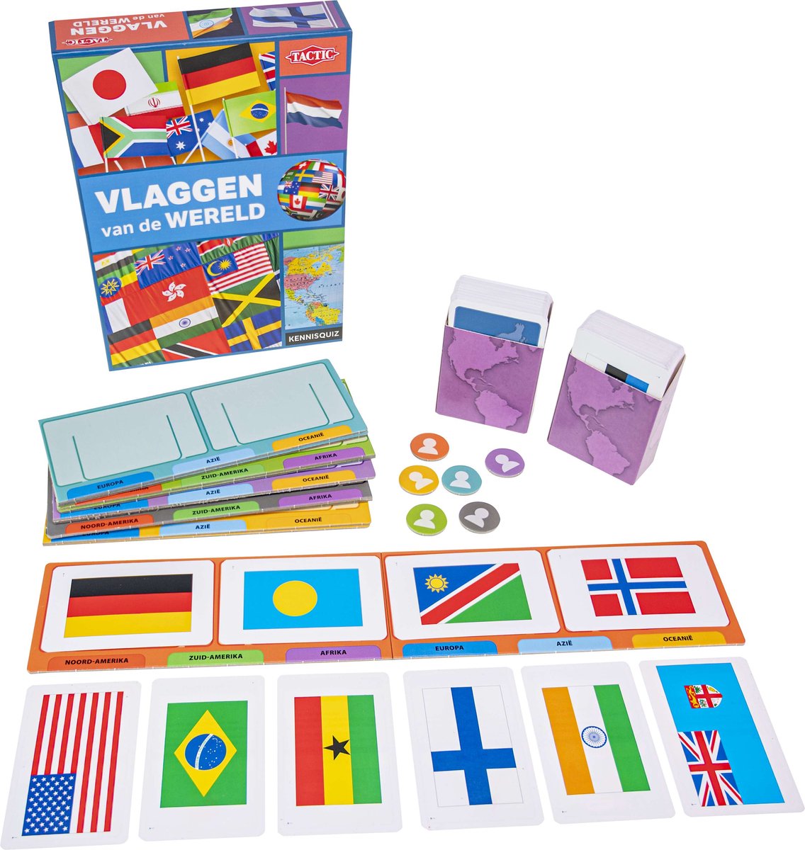 Tactic Vlaggen van de Wereld – Educatief spel – Leer de verschillende wereldvlaggen – 200 Kaarten – Inclusief wereldkaart — afbeelding 19