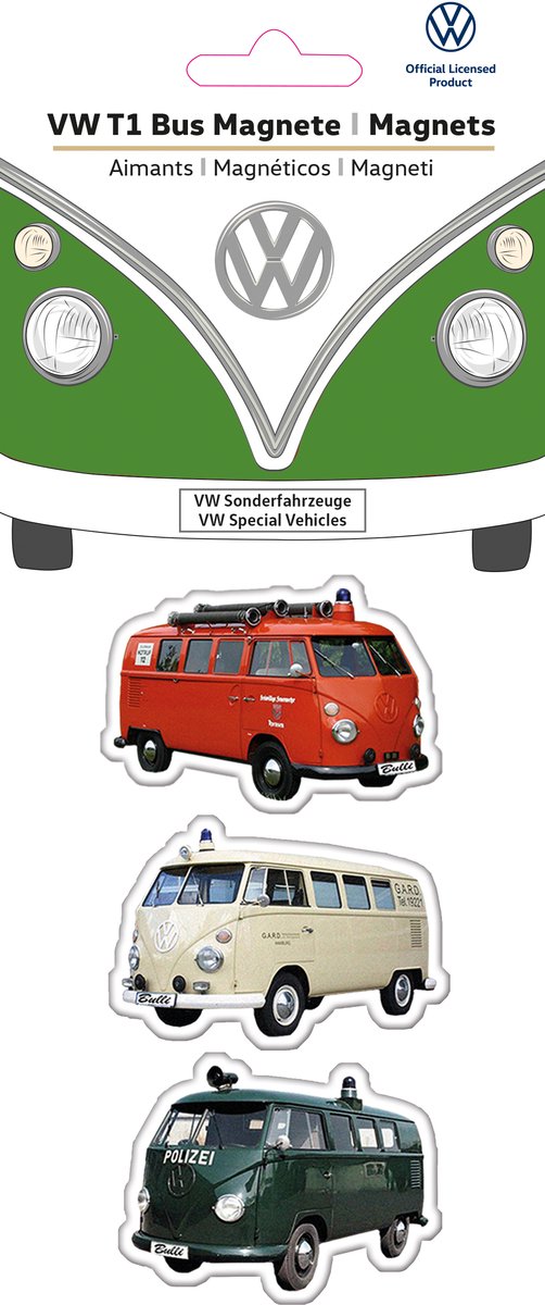 BRISA VW Collection - Volkswagen magneten, set van 3 met nostalgische VW T1 Bulli Bus-motieven, koelkastmagneet, magneten voor de koelkast, magneetbord, whiteboard, prikbord