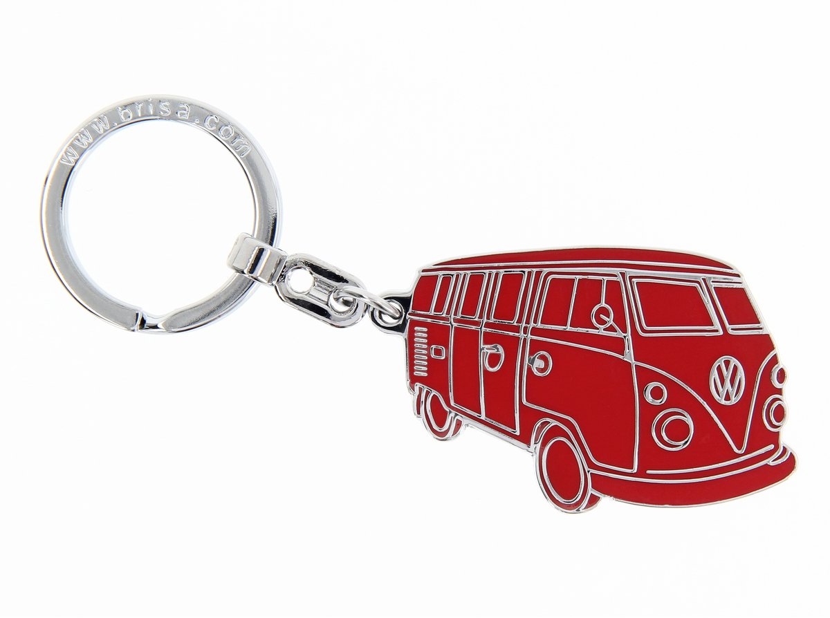 BRISA VW Collection - Volkswagen metalen sleutelhanger-ring sleutelaccessoire sleutelhouder in T1 Bulli Bus-design (Silhouette/Pink)