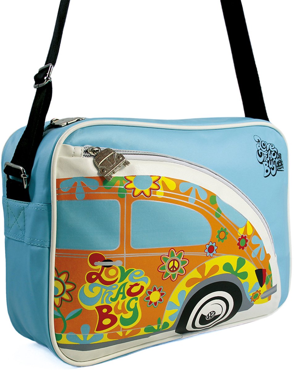 BRISA VW Collection - Stijlvolle en coole Volkswagen retro/vintage schoudertas voor op reis met VW Kever-motief (kunstleer)