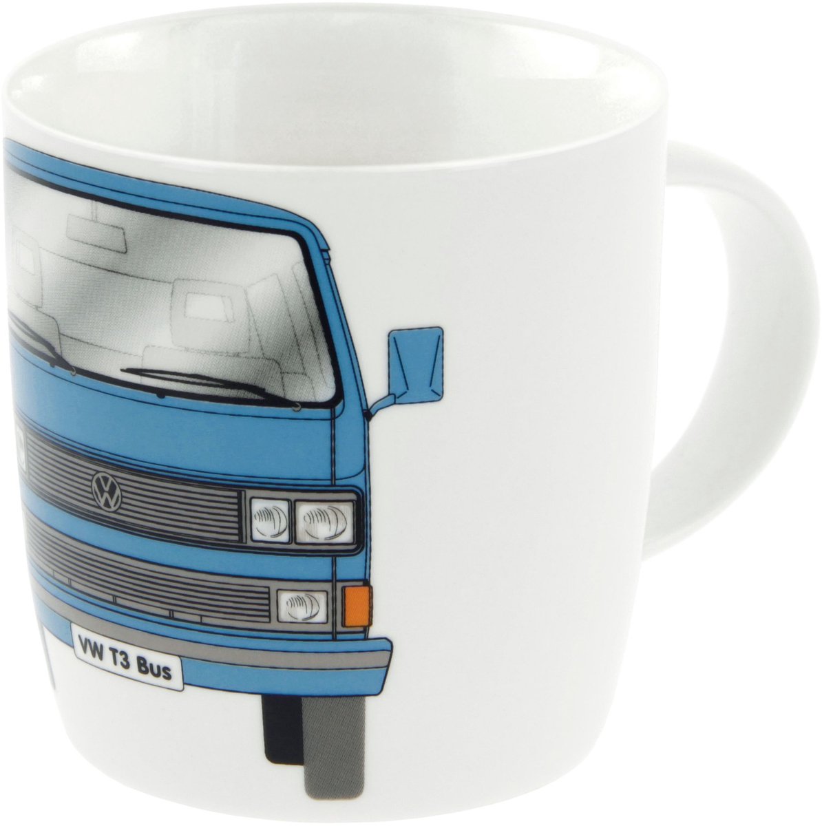 BRISA VW Collection - Volkswagen grote keramische koffie-thee-cappuccino-kop-mok-havermout-mok voor keuken in VW T3 design (370 ml/blijven rijden/blauw)