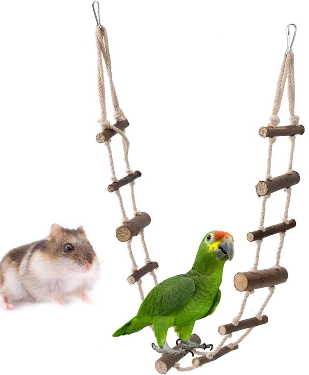 JHubers Goods - Klimspeelgoed voor Huisdieren - Touwladder voor Hamsters en Vogels - Vogelklimtouw en Schommel - 39.37 Inch