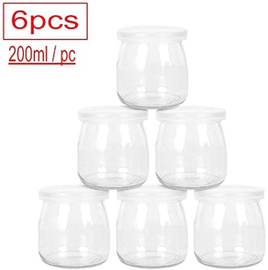 Ferenando 200 ml Yoghurtpotjes met Deksel & Lepel, 12 Stuks Kleine Dessertpotjes met Deksel, Etiketten en Koord, Toetjesglazen Multifunctioneel voor Yoghurt, Desserts, Pudding, Jam, Honing