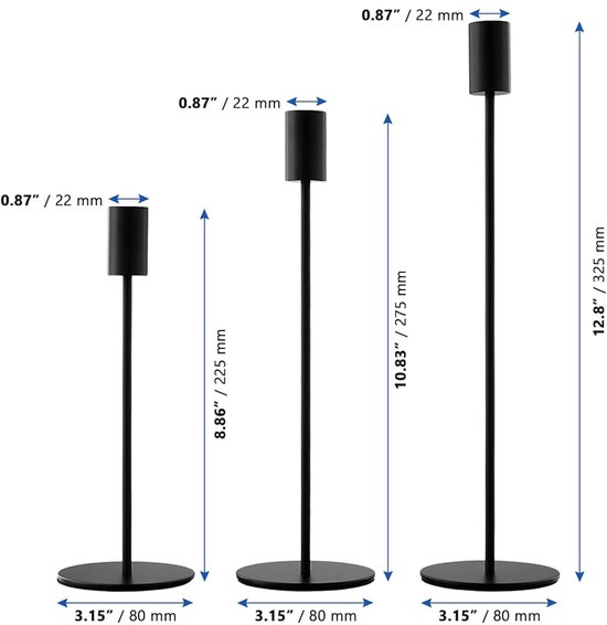 Set van 2 kandelaars, kandelaars, aluminium, zilver, decoratie, modern, voor staafkaarsen, tafeldecoratie, bruiloft, decoratie, woonkamer, H 19 en 25 cm