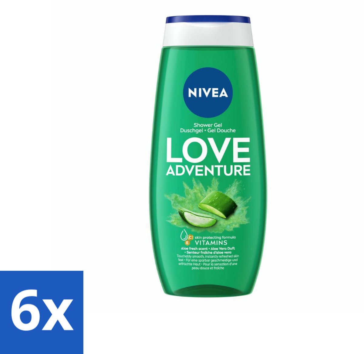 6 x NIVEA Douchegel Love Nature 250 ml - Douchegel - Verfrissend - Huidbeschermend - Vitamine C - Vitamine E