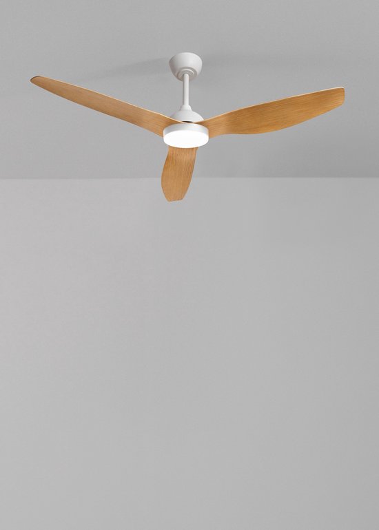 Lucande plafondventilator Vindur, wit, hout, DC, stil Lucande plafondventilator Vindur, wit, hout, DC, stil