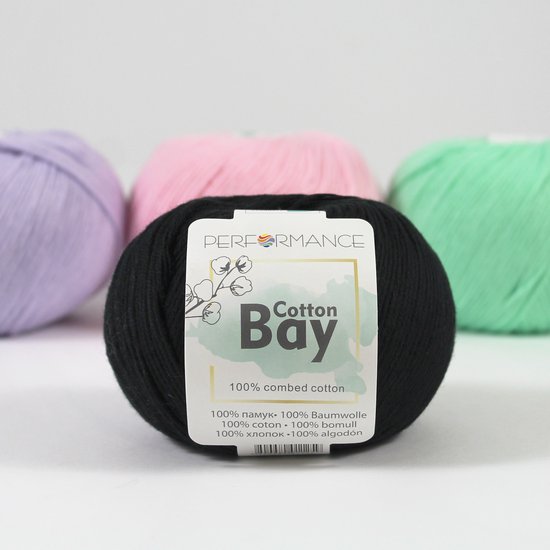 Cotton Bay Performance - zwart (01) - 100% katoen haakgaren - breigaren - 5 bollen van 50 gram - pendikte 3 - 4 mm.