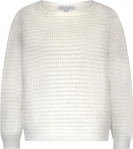 Pull bouton rouge SRB4651 Fluffy Ajour - Écru
