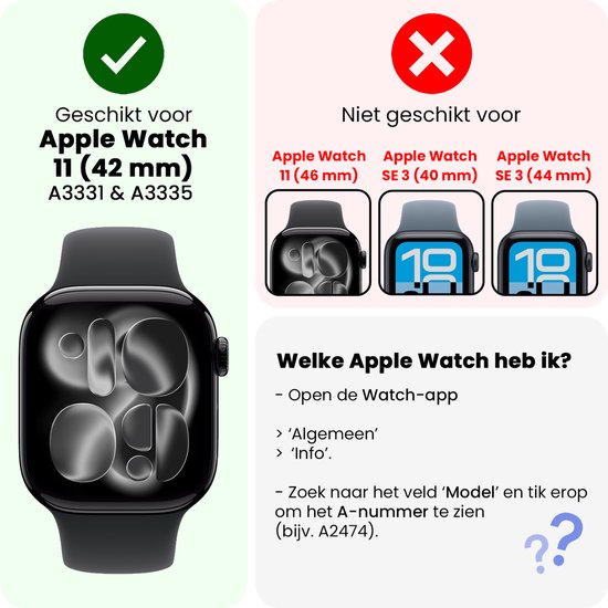 Hoes - Geschikt voor Apple Watch 11 (42 mm) - Sterk & Shockproof - Smartwatch Full Bumper Hoesje - Siliconen Case Cover - Transparant