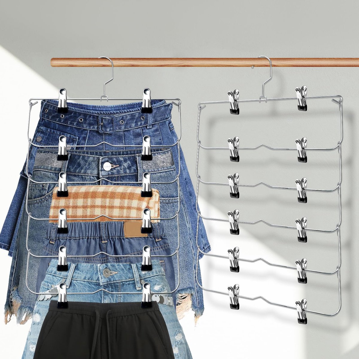 Ibenzoa® Metalen kledinghangers met verstelbare clips voor ruimtebesparing in de kast