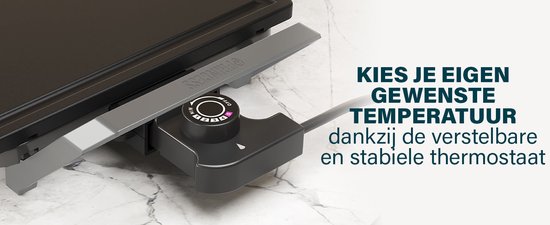Princess 103150 Table Chef Premium Stone - Grillplaat - Keramische Bakplaat - Steengrill - PFAS-vrij - BPA vrij - 46x26cm - Regelbare thermostaat - Gourmet - 6 tot 8 personen - 1500W - Extra lang snoer - Voor binnen en buiten — afbeelding 3