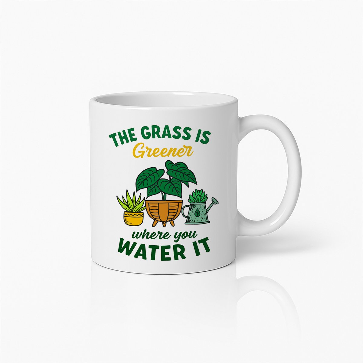 The Grass Is Greener Where You Water It Mok – 330 ml Motiverende Plantenliefhebber Koffiebeker – Inspirerend Quote Cadeau voor Tuinliefhebbers