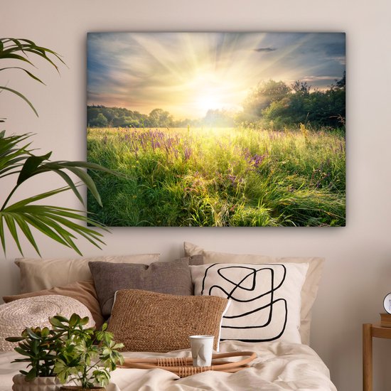 Peintures sur Toile Fleurs - Soleil - Printemps - 120x90 cm - Décoration murale