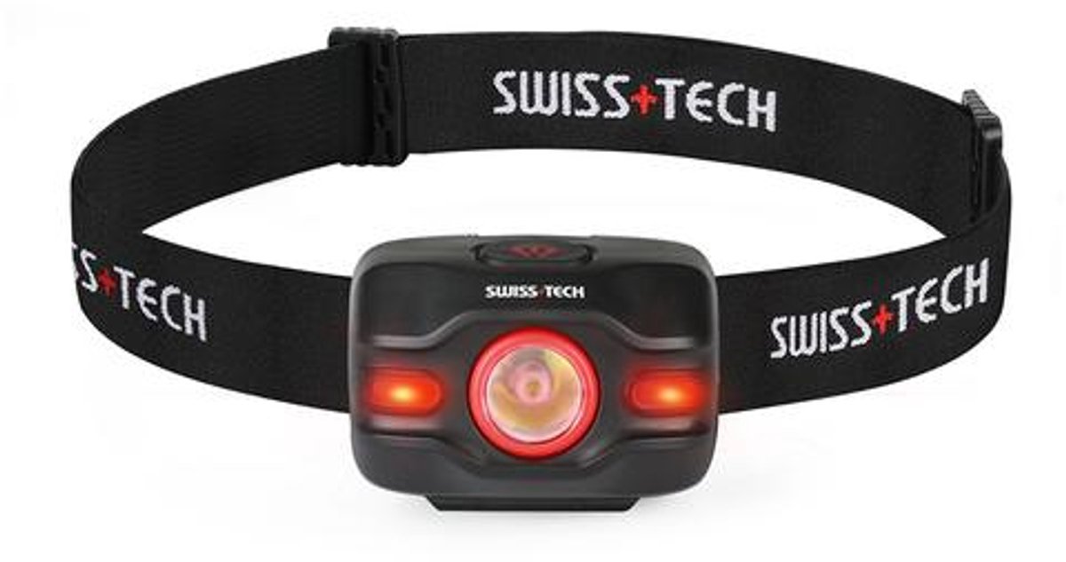 Swiss-Tech ST032008 – Hoofdlamp 250 lm – 3 standen – IPX4 – Werkt op AAA – Compact en lichtgewicht