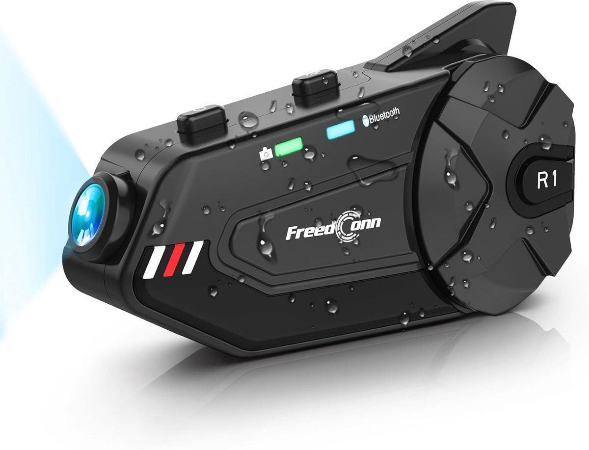 Bluetooth headset voor motorfiets met camera - Intercom systeem voor 6 personen - Waterdichte helm headset met FM en GPS