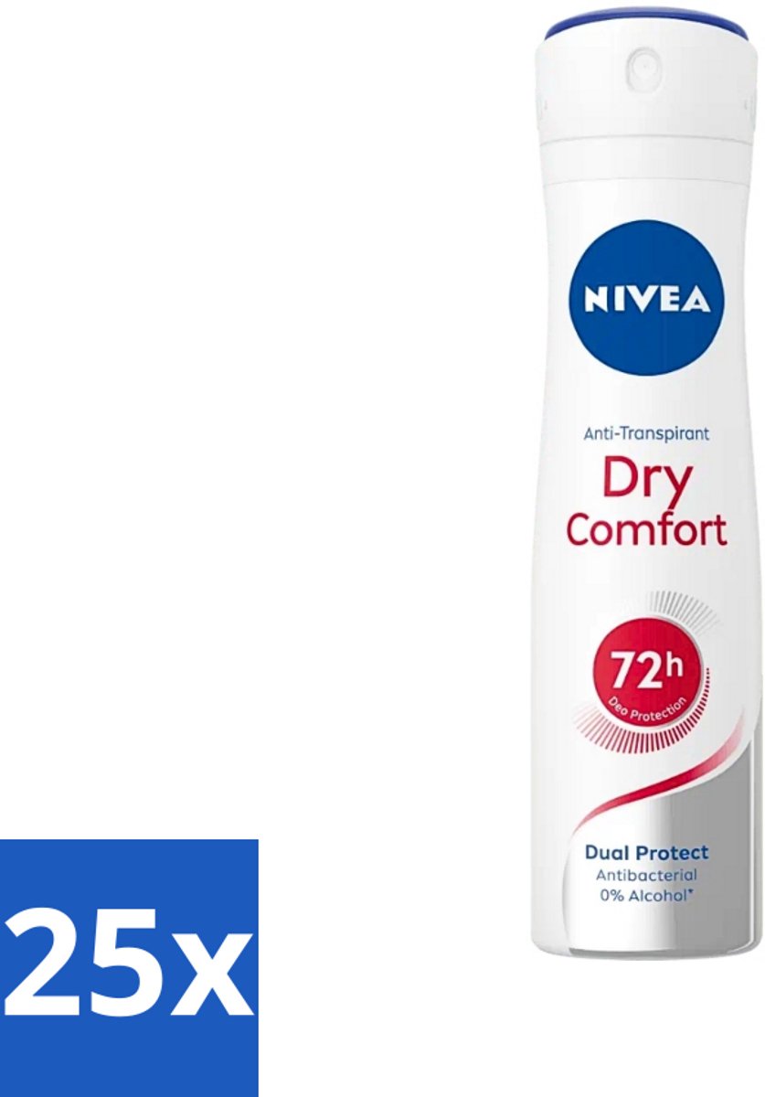 NIVEA - Deodorant Spray - Droog Comfort - Antibacterieel - 150 ml - Bulkverpakking - 25 stuks